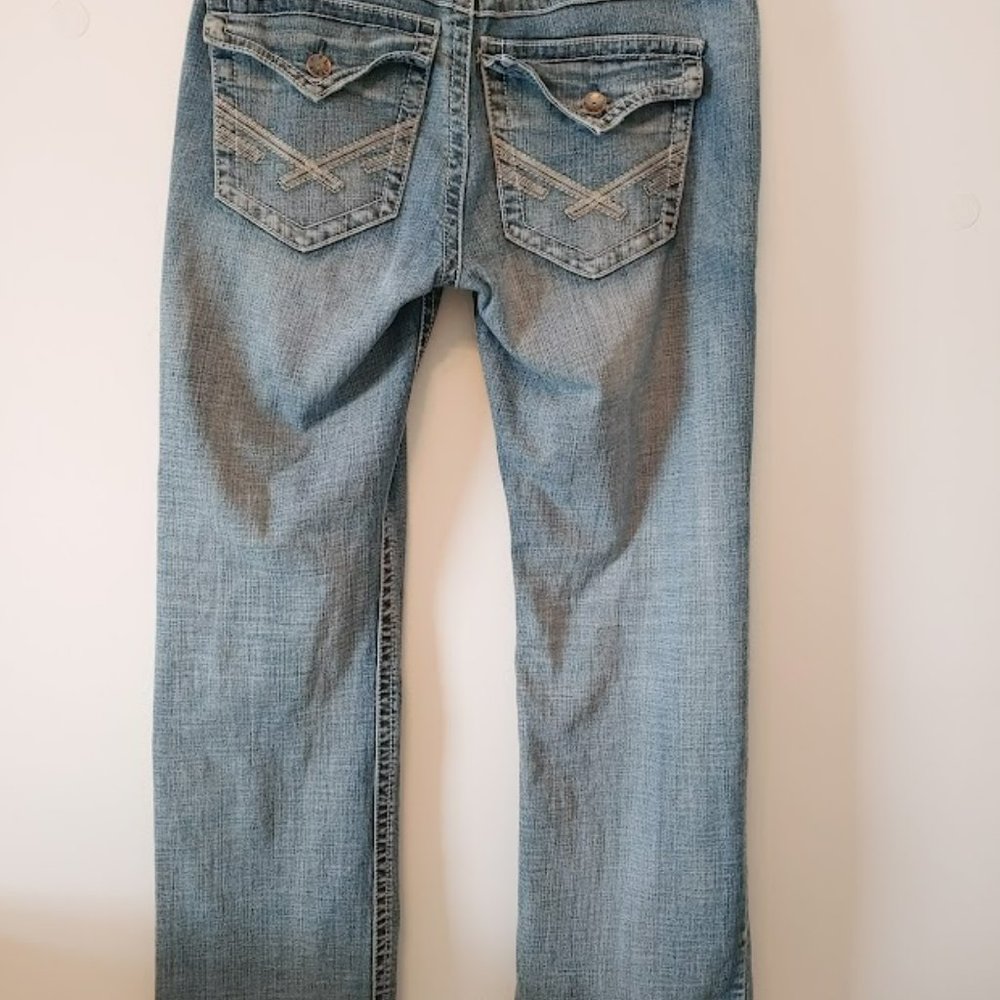 Men's Tk Axel Blue Distressed Jeans Marked 34x34 Acutal measurements are size 34